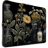 NXZGO Laptop 13 inch Sleeve Case for MacBook Air 13-13.6 inch, Laptop Bag Cover for MacBook Pro 13" 14 inch, Travel Carrying Sleeve for 14" Chromebook, HP, Dell I Black Academia Mystical Green Plant