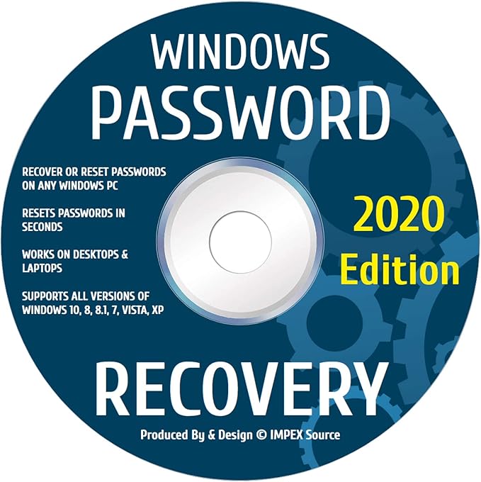 Password Reset Recovery Disk Compatible With Win 10, 8.1, 8