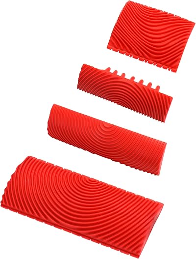 QWORK Wood Grain Tool Rubber Roller Brush 4 Sizes Wall Decor DIY Painting
