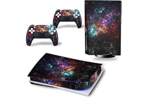 DOMILINA Full Body Vinyl Skin Decal Cover for PS5 Disk Edition Console & Controllers - Colorful Galaxy