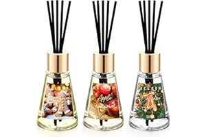 Xcleen Reed Diffuser Set of 3, Scented Diffuser with Sticks, Gingerbread Joy/Apple Cinnamon/Balsam Cedar, Air Fresheners for Home Bathroom Shelf Decor, Aromatherapy Oil Diffuser Gift Idea, 1.7Oz x 3