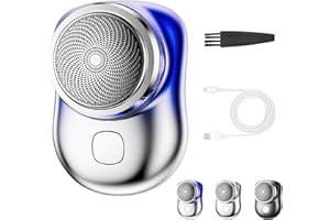 DAIOAI Mini Shave Portable Electric Shaver, Mini Shavers for Men, Pocket Size Rechargeable Electric Razor, Travel-Friendly Mini Razors for Shaving Face, for Home Office Business Trip (Blue)