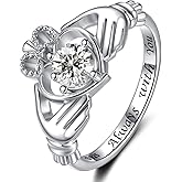 Hug Heart Claddagh Rings for Women - 925 Sterling Silver Irish Claddagh Love Friendship Promise Ring Band Always with You Gift Jewelry