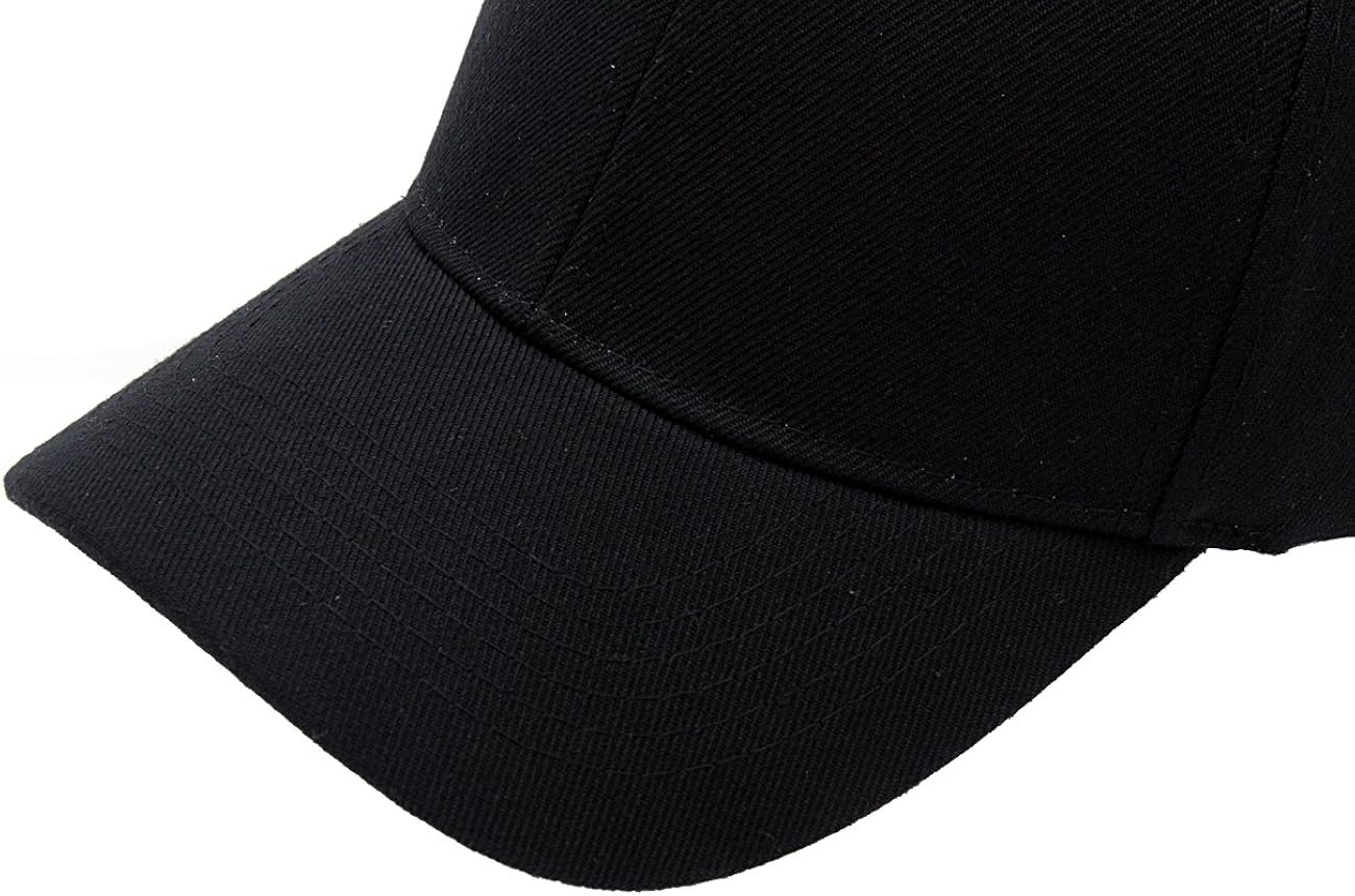 Baseball Cap Hat Men Women - Classic Adjustable Plain Blank, BLK: Clothing