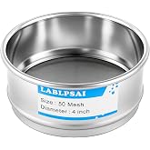 LABLPSAI 50 Mesh Lab Sieves 4" Diameter 304 Stainless Steel Wire Cloth Test Sieve for Industrial Laboratory Home