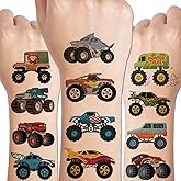 CHARLENT Monster Truck Temporary Tattoos for Kids Party Supplies - 10 Sheets Monster Truck Tattoos for Boys Birthday Party Fa