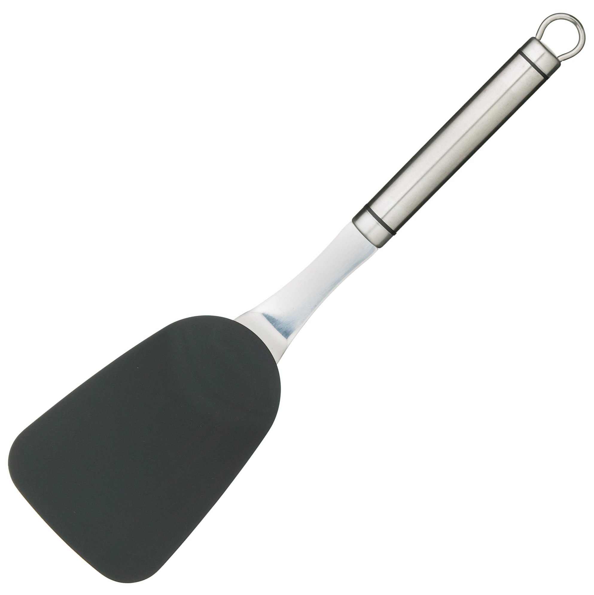 KitchenCraft Oval Handled Stainless Steel Flexible Turner, Fish Spatula for Non-Stick Cookware, Ideal for Flipping Meat, Eggs and Fish, Heat Resistant Cooking Kitchen Utensil, Dishwasher Safe, 33cm