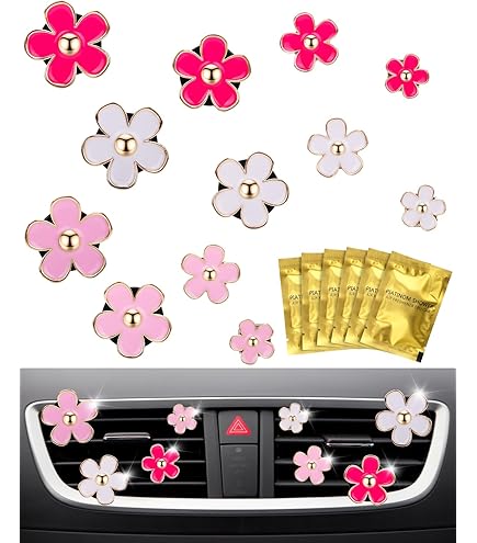 8Pcs Colorful Flower Car Air Freshener Chips – Hanging Scented Diffuser For Car Vent, Home, Bag, Purple Green Daisy - View #9