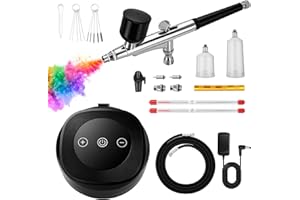 Xamanabu Airbrush Kit with Compressor, 48 PSI 10 L/min High Pressure Air Brush Kit with 0.3/0.5mm Nozzle/Cleaning Sets, Ideal
