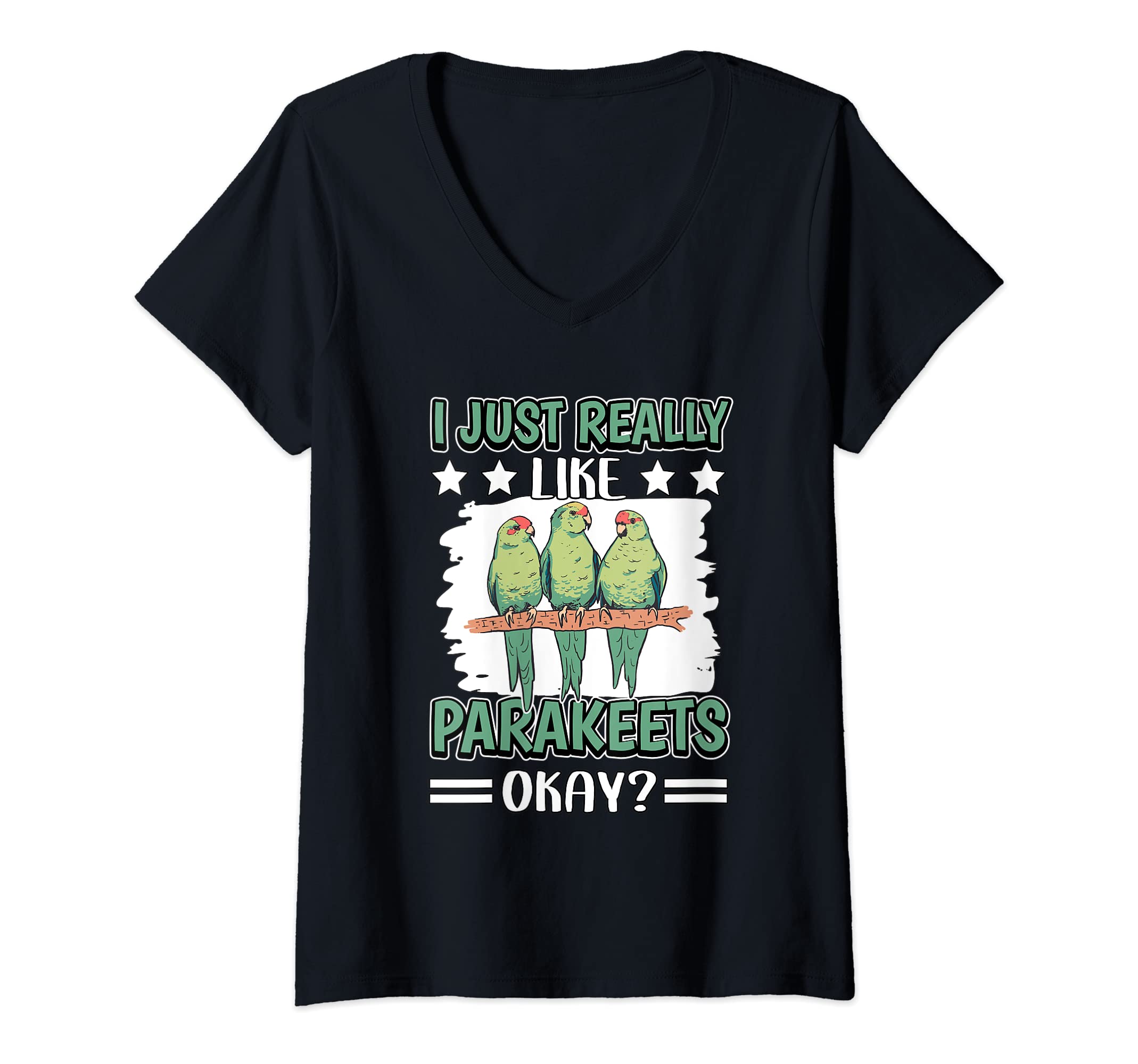 Womens I Just Really Like Parakeets Okay Bird Parakeet V-Neck T-Shirt