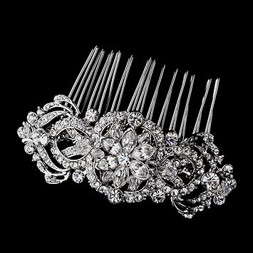 Amazon Com Emerald Antique Silver Crystal Hair Side Wedding