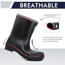 Rain Boots for Men, Waterproof Warm Rubber Boots