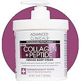 Advanced Clinicals Collagen Peptides Body Lotion & Face Moisturizer | Peptide Infused Collagen Lotion For Women & Men Helps Improve Look Of Crepey Skin, Wrinkles, & Uneven Dry Skin Texture, 16 Ounce