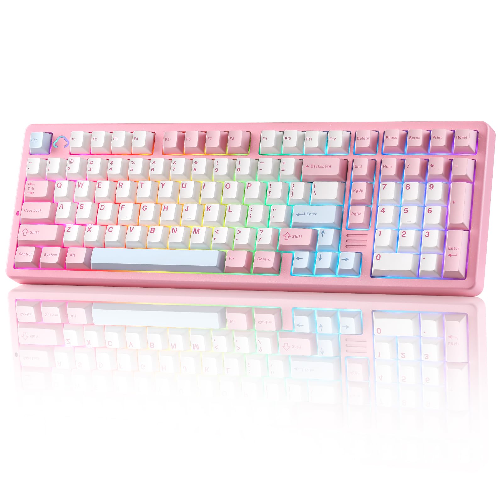 Photo 1 of YUNZII AL98 QMK/VIA Wireless Mechanical Gaming Keyboard,Full Aluminum,BT/2.4G/USB-C, Pre-Lubed Hot Swappable Gasket Mount 1800 Layout,RGB Backlit for Win/Mac (Pink, Cocoa Cream V2 Switch)