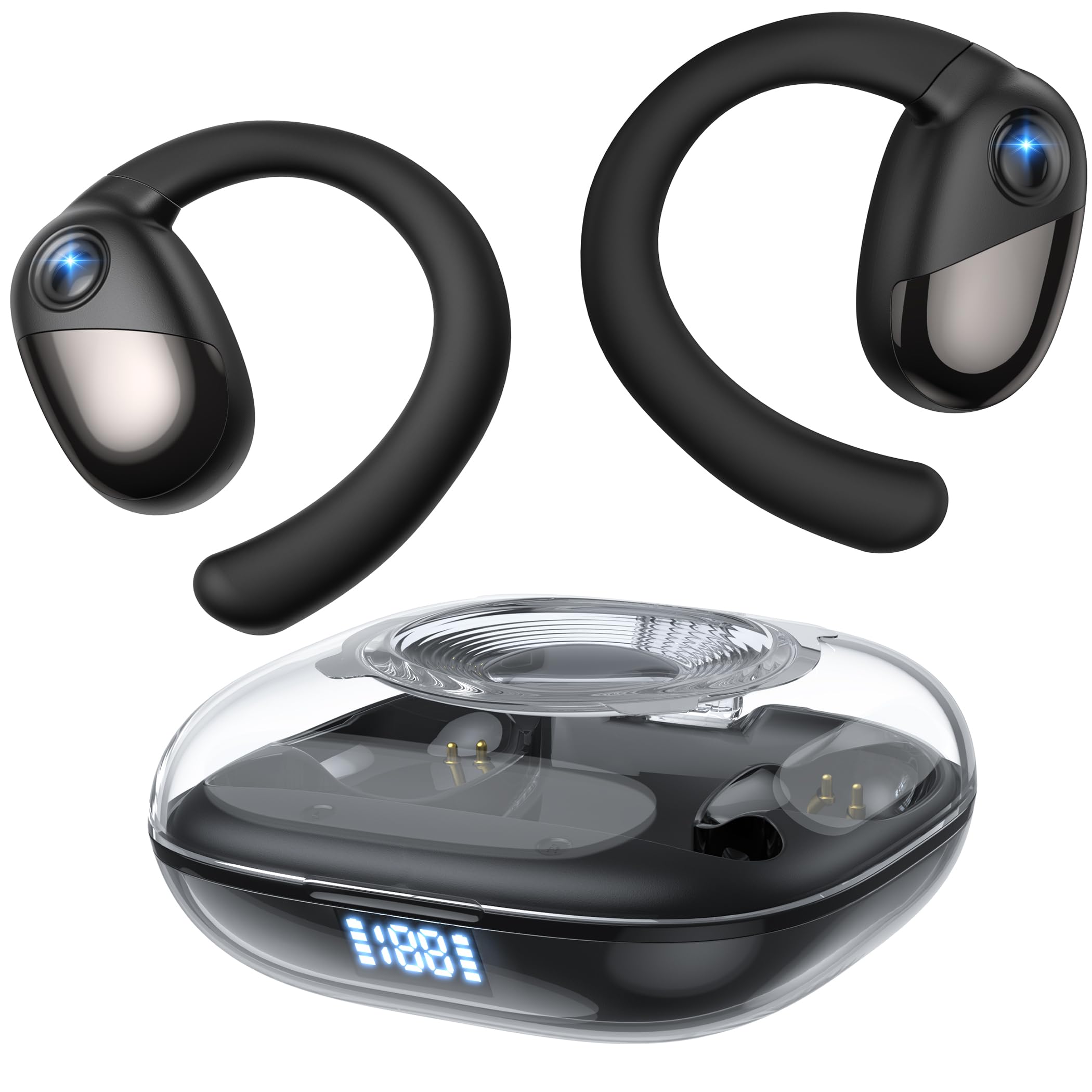 Photo 1 of Selouj Open Ear Headphones, 2025 Latest Wireless Earbuds with Smart Digital Display, Bluetooth Headphones, Premium Sound, IPX7 Waterproof, 30H Playtime, Ultra-Comfort, Lightweight, Wireless Headphone