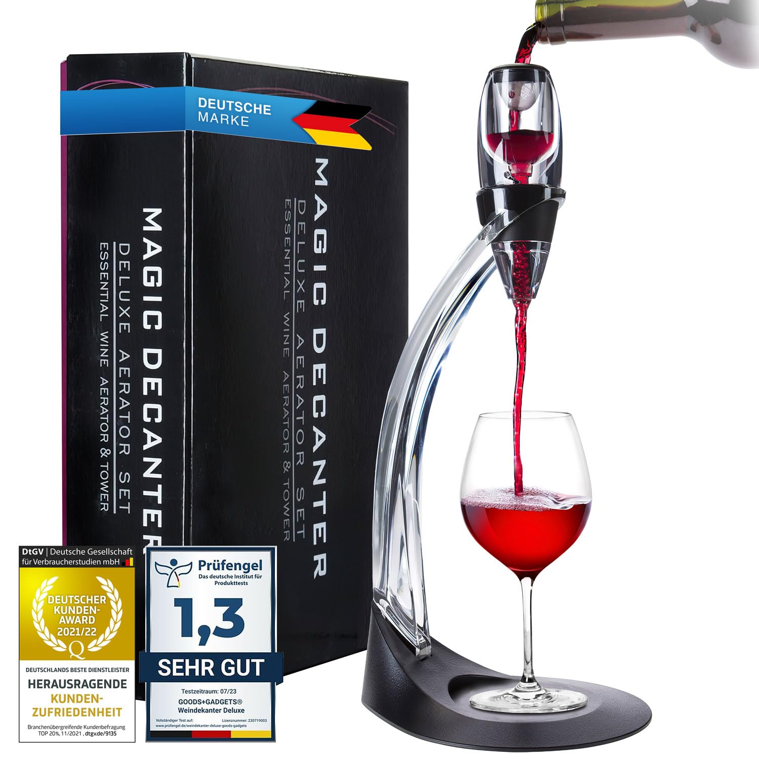 Deluxe Magic Decanter Wine Aerator with Stand - Luxury Wine Breather / Wine Pourer Decanter
