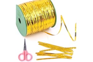 Glarks 350 Yard Yellow Metallic Twist Ties for Bread Candy Bag Parties Decorative Ties