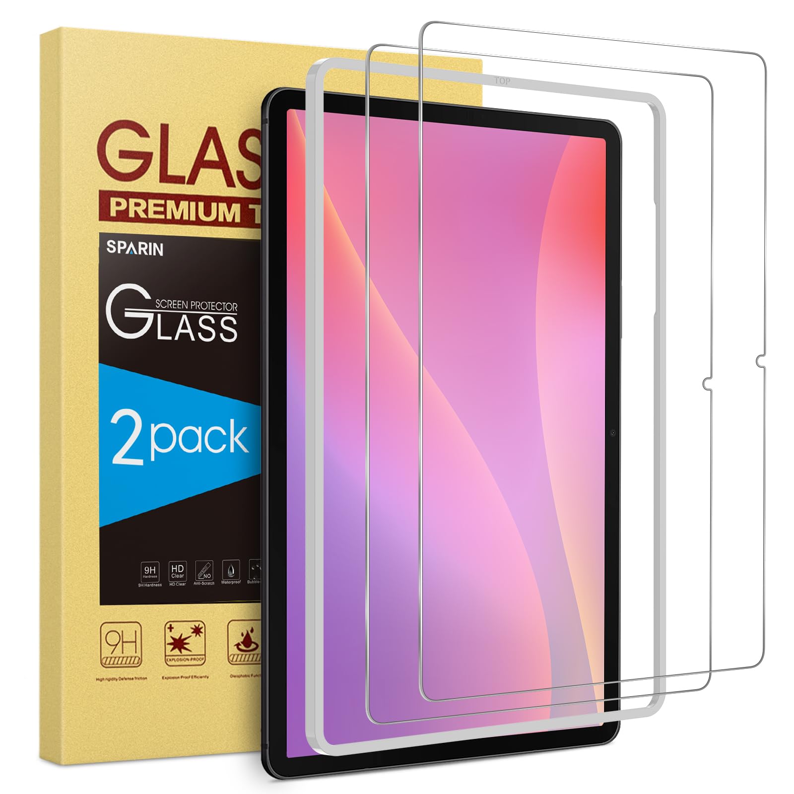 Photo 1 of SPARIN 2 Pack Screen Protector for Samsung Galaxy Tab S10 Lite/S10 FE/S9 FE 5G 10.9 inch & Galaxy Tab S9 11 inch, with Easy Installation Frame, 9H Tempered Glass Case Friendly/S Pen Compatible