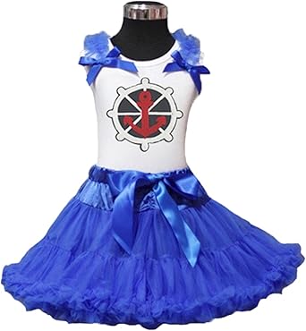 royal blue skirt and white top