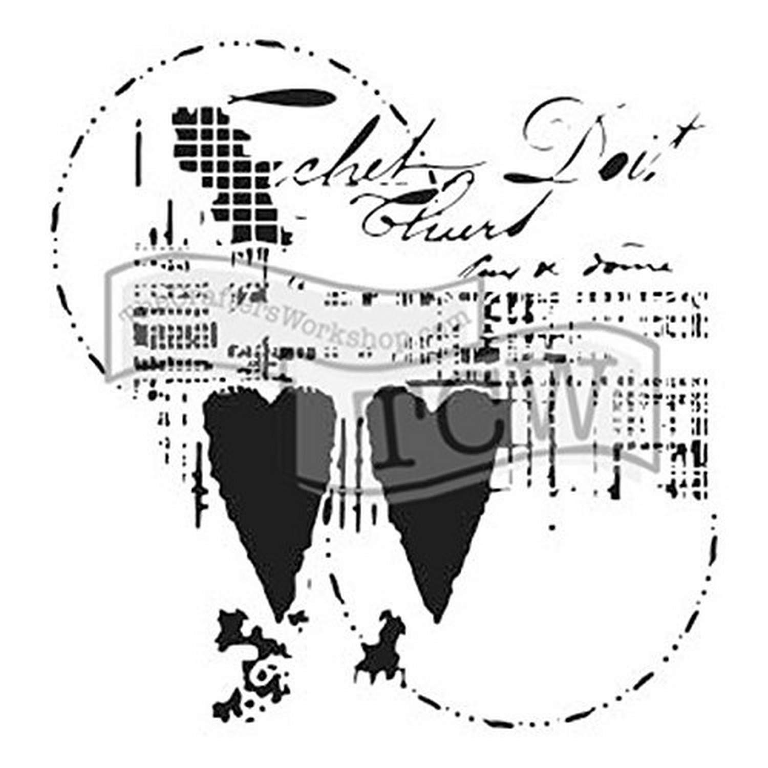 The Crafters Workshop TCW771S Two Hearts Stencil, Synthetic Material, 18 x 16 x 0.1 cm