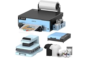 EXPLUX A4 DTF Printer,with XP600 printhead with Anti-Clogging Technology + 200% high Speed Printing and One-Touch Clean,for DIY T-Shirt,Other Textiles,2-Year Ink Included