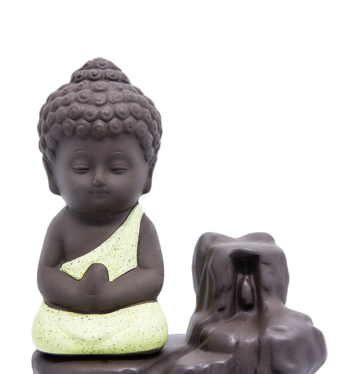 IH001-YELLOW Creative Home Decor The Little Monk Censer Backflow Incense Burner