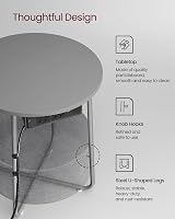 VASAGLE Round Side Table with Charging Station Dove Grey Slate Grey LET228G03 view 6