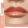 Oulac Moisture Peach Nude Lipstick - 2 in 1 Shimmer Lipstick & Lip Balm, Shimmer Soild Lip Gloss, Lightweight Smooth, Natural Look Best for Dry, Cracked and Chapped Lips, Vegan 2.2g/0.07oz (S05)