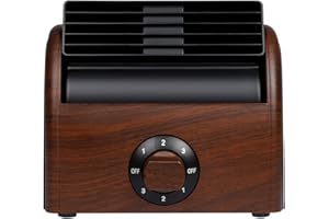 POOCCI Desk Fan Personal Quiet Powerful Small Table Fans Retro Bladeless Fans for Home Office Bedroom Bedside with 3 Speeds