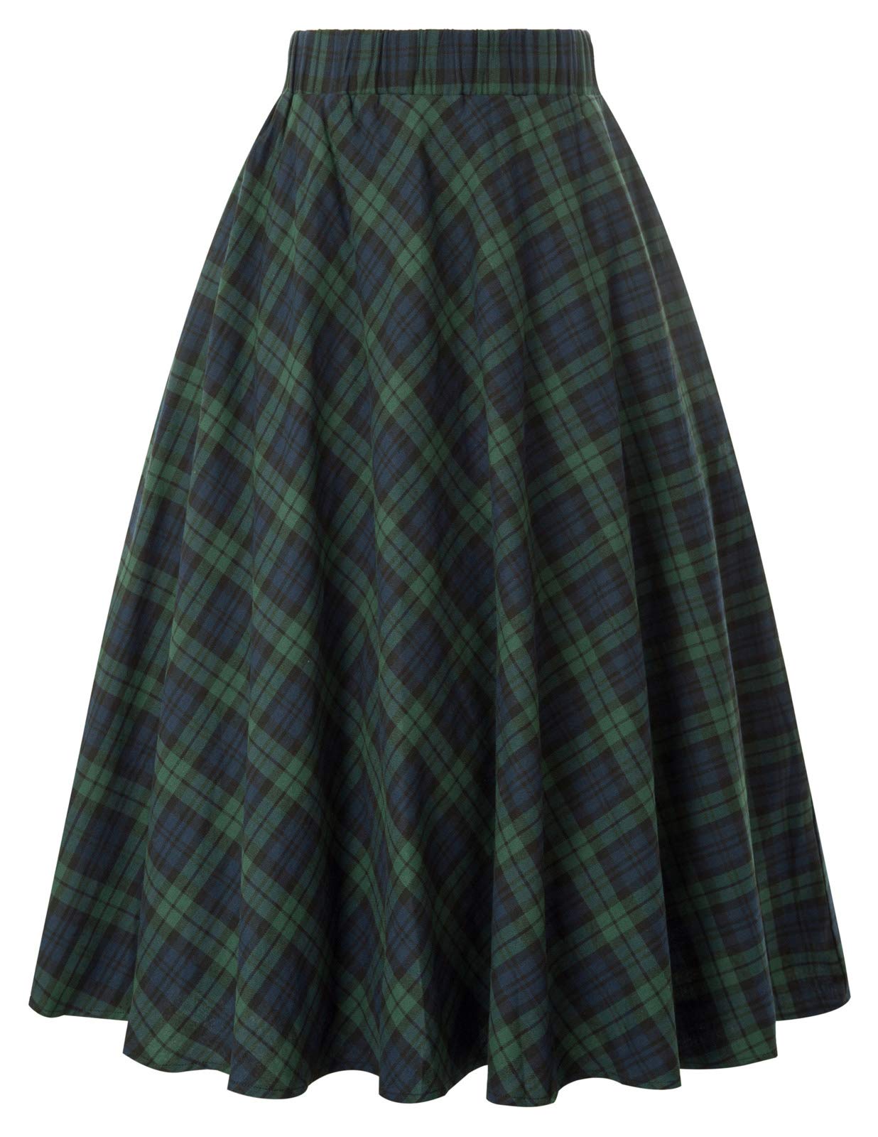Kate Kasin Women's A-Line Vintage Skirt Grid Pattern Plaid KK633/ KK495