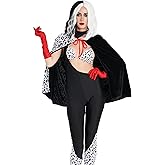 Dalmatian Costume - Women Villain Cape Outfit, Adult Halloween Festival Party Cosplay Set