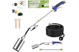 EASITALY Propane Torch Weed Burner Kit,High Output with 12.5FT Hose,Heavy Duty Blow Torch Flamethrower with Long/Short Mode for Flame Weeding,Roofing,Ice Melting,Road Marking,BBQ