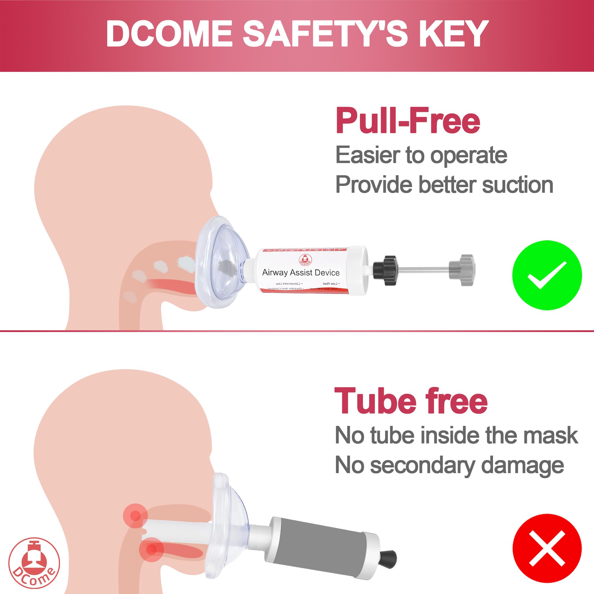 DCome Children Removal Suction Apparatus, Effective Assist Device for Toddlers, Easy to Carry, Safe & Effective to Remove Blocked Objects, Authorized US Patented Product