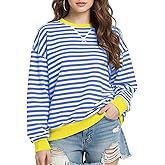 joyliveCY Women Striped Oversized Sweatshirt Long Sleeve Crewneck Shirt Fall Fashion 2026 Pullover Top Preppy Y2K Clothes