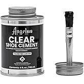 Angelus Clear Shoe Cement - 4 oz Professional-Strength Glue Quick Drying Contact Adhesive for Leather, Vinyl &amp; Fabric - Dries Clear, No Stains, Waterproof Shoe &amp; Sneaker Rubber Cement Glue with Brush