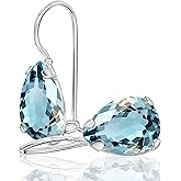 925 Sterling Silver Gemstone Teardrop Earrings – Small Dainty Birthstone Earrings for Women - Silver Dangle Earrings