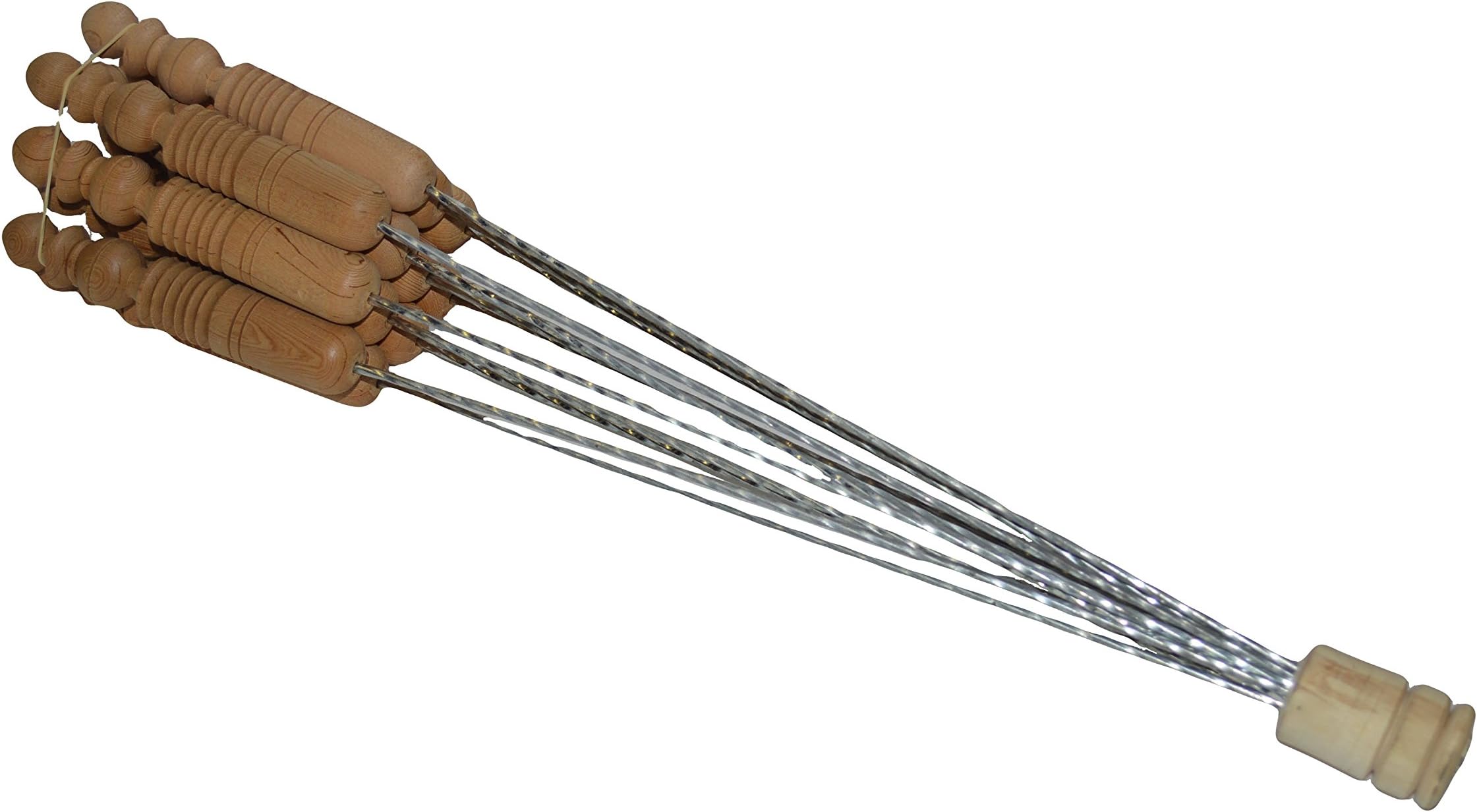 Moroccan Handmade Set of 12 Grill Stick Skewers Shish Kebab Kabob Wood tip Carved Handles