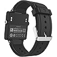 MoKo Watch Band Compatible with Garmin Vivoactive, Soft Silicone Replacement Fitness Bands Wristbands with Metal Clasps for Garmin Vivoactive/Vivoactive Acetate Sports GPS Smart Watch - BLACK
