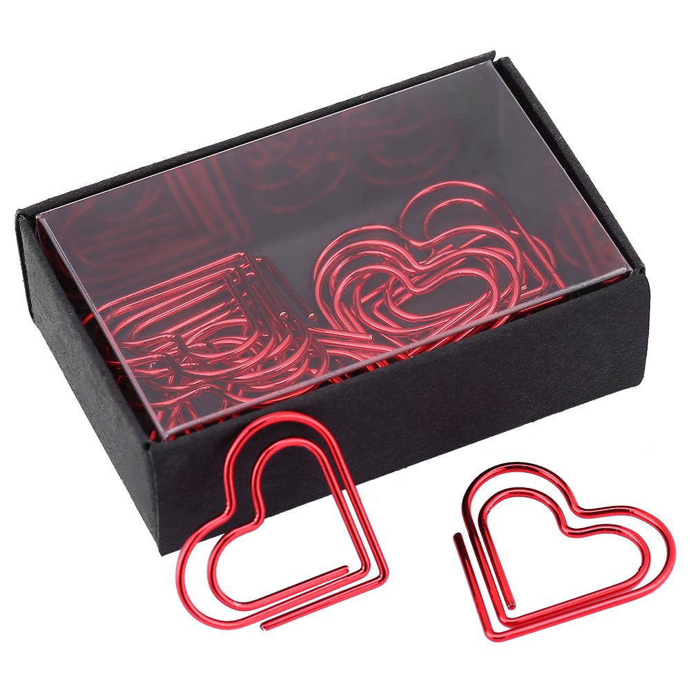 12-Piece Creative Heart-Shaped Paper Clips Bookmarks, Document Marking & Organization, Perfect for Office Supply Essentials (Red)