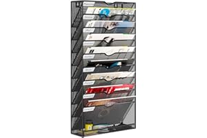 PAG-Mass Hanging Wall File Organizer,10-Tier Desk File Mail Holder, Paper Bill Organization For Office Home School, Black