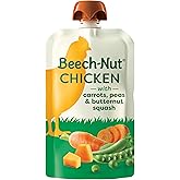 Beech-Nut Chicken Baby Food Pouches with 4g of Protein, Chicken Carrots Peas & Butternut Squash, Baby Puree Meat Baby Food Pouch, Stage 2, 3.5 oz Pouch (12 Pack)