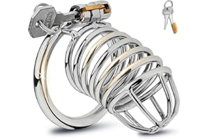 Cock Cage with Invisible Lock and 2 Keys Sex Toys Male Chastity Cages Made of Stainless Steel Hollowed Out and Breathable for
