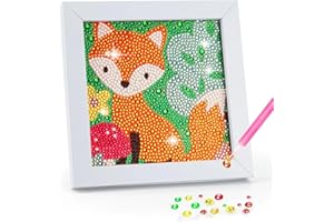 yohuu 5D Diamond Painting Kit for Kids 7.1’’*7.1’’ Wooden Frame Diamond Arts and Crafts for Kids Ages 6-8-10-12 DIY Gem Art Dot Art Gift Diamond Painting by Number Kit Home Wall Decoration
