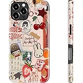 MERRO for iPhone 16 Pro Case - Wireless Charging Compatible - Dual-Layer Hard Shell & Silicone Cover - Protective Phone Case with Cute Wildflower Designs for Women - Whimsical Collage