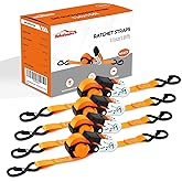 Autofonder Ratchet Straps Heavy Duty 4 Pack -15 FT - 1500 LB Break Strength – with Safety Lock Chromoly S Hooks - Cargo Straps for Moving, Appliances, Motorcycle Self-Storing NeatStrap