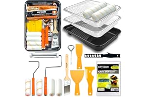 KINGORIGIN King Origin 18 Pcs Paint Roller Kit - 9" & 4" Paint Roller Covers, Paint Tray with Liners, Brush, Scrapers & Tools | All-in-One Painting Supplies for Walls, Ceilings, DIY Home | Paint Kit for House