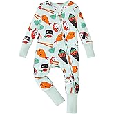 PATPAT Baby Pajama with Bamboo Viscose, Footie Jumpsuit Romper with 2-Way Zipper for Baby Boy Girl Toddler Sleeper Sleepwear