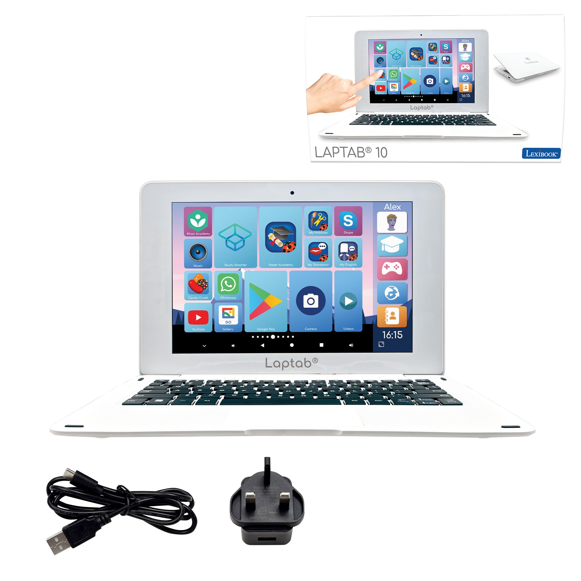 LEXIBOOK, LAPTAB® 10, Laptop with touch screen, Designed for the whole family, Educational and Fun content, Powered by Android™, Parental control, Ultra thin and light, LT10EN