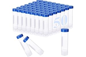 50 Pcs 50 ML Centrifuge Tubes ABuff Plastic Test Tubes with Blue Screw Caps, Clear Plastic 50ml Test Tube with Conical Bottom, Self Standing Leak-Proof PRP Tubes for Cold Storage