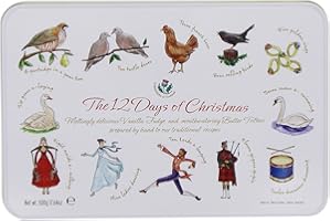 Gardiners of Scotland Handmade Fudge 400g Large Tin, 12 Days of Christmas Vanilla Fudge & Butter Toffees